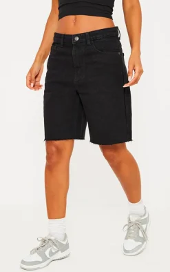 Washed Black Loose Fit Boyfriend Denim Short