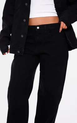 Washed Black Low Rise Faded Boyfriend Jeans