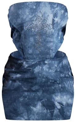 Washed Blue Diamante Trim Corset Dress