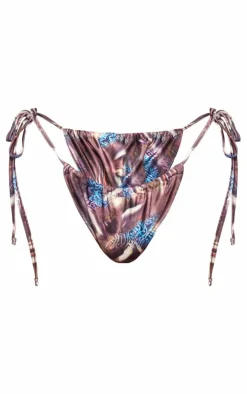 Washed Green Butterfly Print Tie Side Bikini Bottom