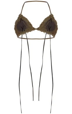 Washed Green Lace Up Bralet