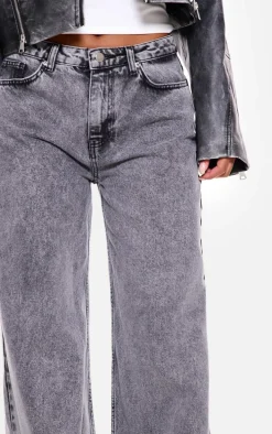 Washed Grey Baggy Long Leg Extreme Wide Leg Jeans