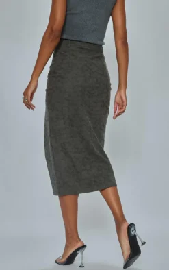 Washed Grey Faux Leather Lace Up Skirt