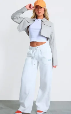 Washed Grey Grain Detail Pocket Cropped Jacket