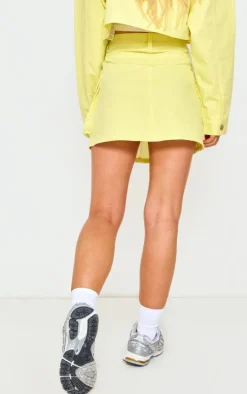 Washed Lemon Pocket Denim Cargo Skirt