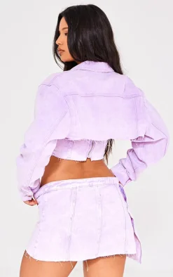 Washed Lilac Extreme Cropped Denim Jacket