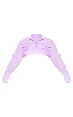 Washed Lilac Extreme Cropped Denim Jacket