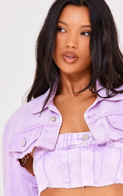 Washed Lilac Extreme Denim Bandeau Top
