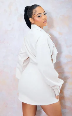 Washed Stone Raw Seam Detail Denim Dress