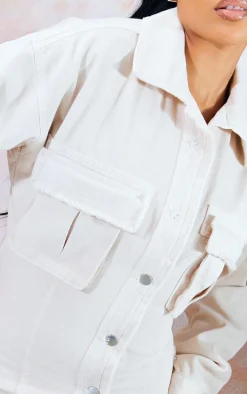 Washed Stone Raw Seam Detail Denim Dress