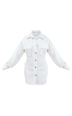 Washed Stone Raw Seam Detail Denim Dress