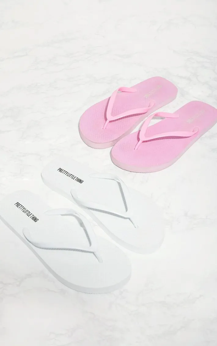 White & Pink Flip Flop 2 Pack