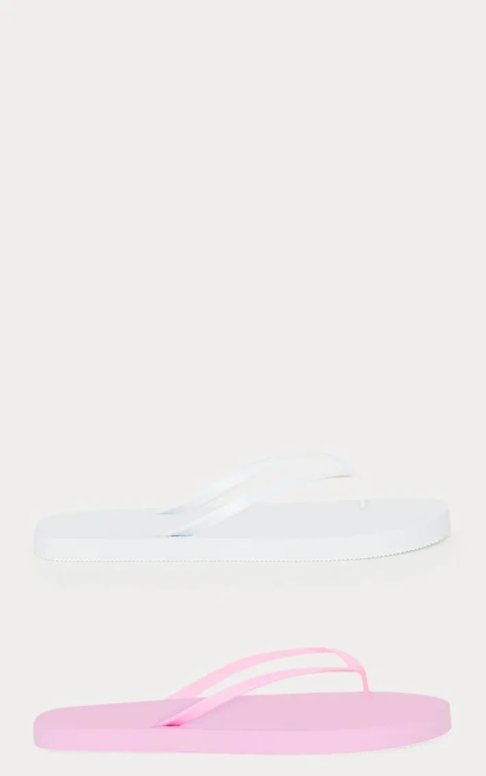 White & Pink Flip Flop 2 Pack
