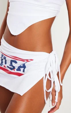 White 1908 Printed Tie Side Skirt