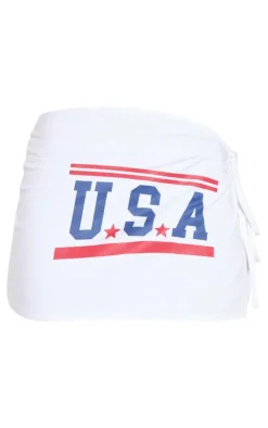 White 1908 Printed Tie Side Skirt