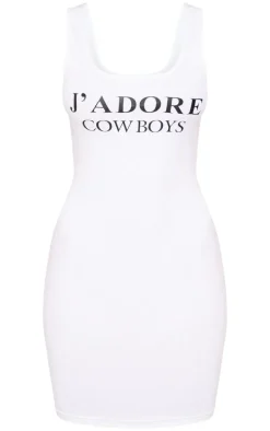 White Adore Graphic Strappy Bodycon Dress