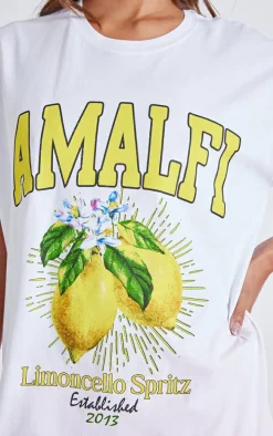 White Amalfi Graphic Detail Oversized T Shirt