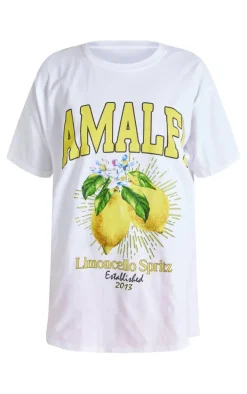 White Amalfi Graphic Detail Oversized T Shirt