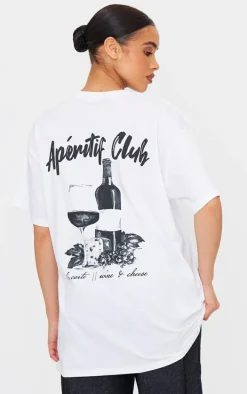 White Aperitif Club Back Oversized Tee