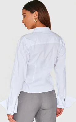 White Asymmetric Cinched Shirt