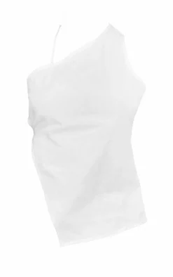 White Asymmetric Thin Strap Halter Neck Cami Top
