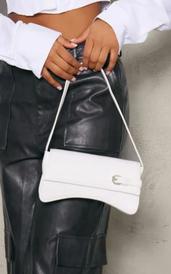 White Baguette Buckle Shoulder Bag