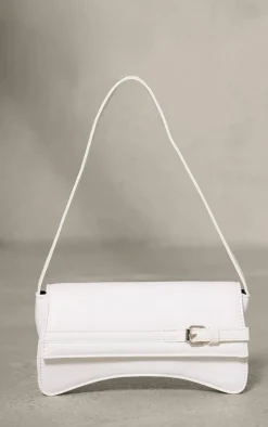 White Baguette Buckle Shoulder Bag