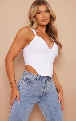 White Bandage Dip Hem Bust Cup Corset