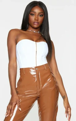 White Bandage Hook And Eye Structured Corset