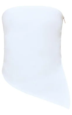 White Bandage Split Asymmetric Hem Bandeau Long Top