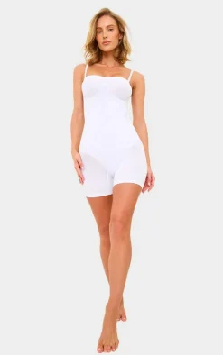 White Bandeau Removable Strap Shapewear Bodysuit