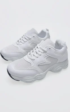 White Basic Bubble Sole Chunky Sneakers