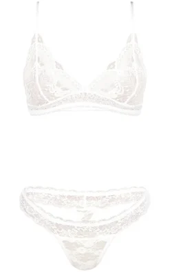 White Basic Lace Thong