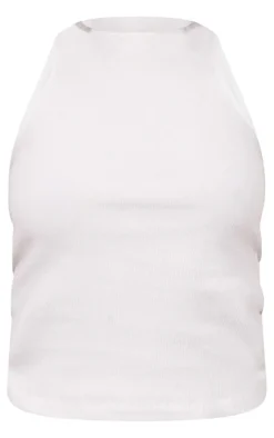 White Basic Ribbed Racer Vest