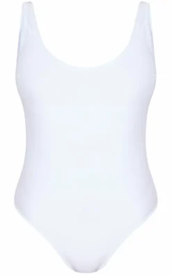 White Basic Scoop Swimsuit