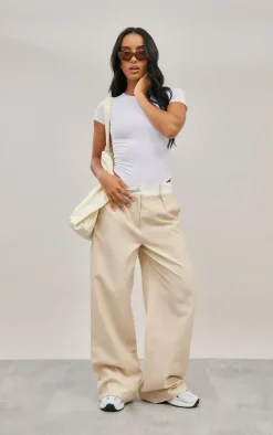 White Basic Slinky Short Sleeve Bodysuit