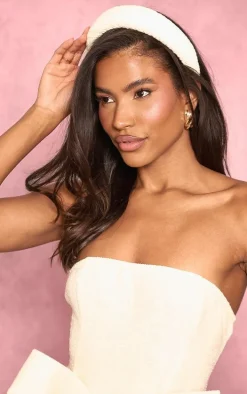 White Boucle Padded Headband