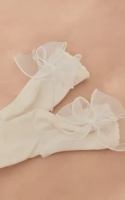 White Bow Socks