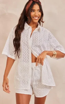 White Broderie Anglais Shorts