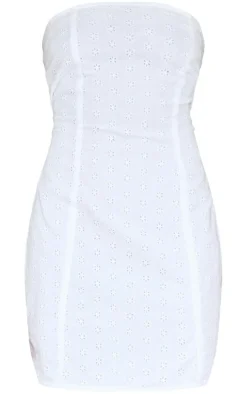 White Broderie Anglaise Bandeau Bodycon Dress