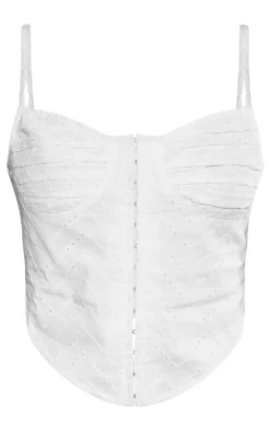 White Broderie Anglaise Hook & Eye Corset