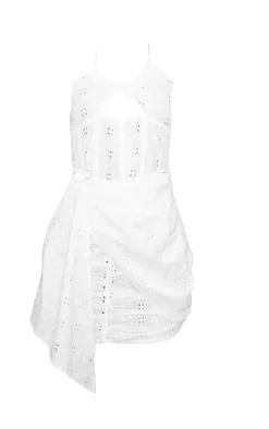 White Broderie Corset Detail Wrap Bodycon Dress
