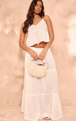 White Broderie Floaty Cropped Cami Top