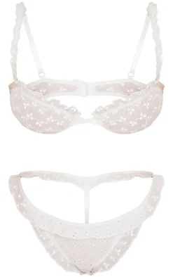 White Broderie Frill Edge Thong