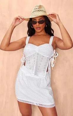 White Broderie Micro Mini Skirt