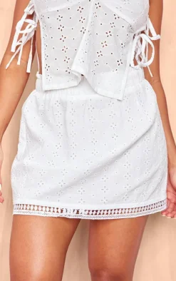 White Broderie Micro Mini Skirt