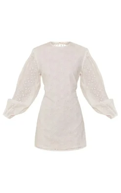 White Broderie Tie Cut Out Back Shift Dress