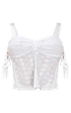 White Broderie Tie Side Cami Top