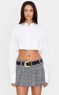 White Bubble Hem Shirt