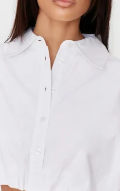 White Bubble Hem Shirt